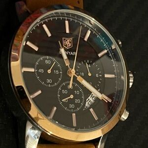 Black and Brown Chronograph Watch